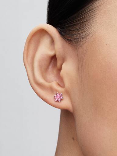 Funklende Pink Blomst Ørestikker