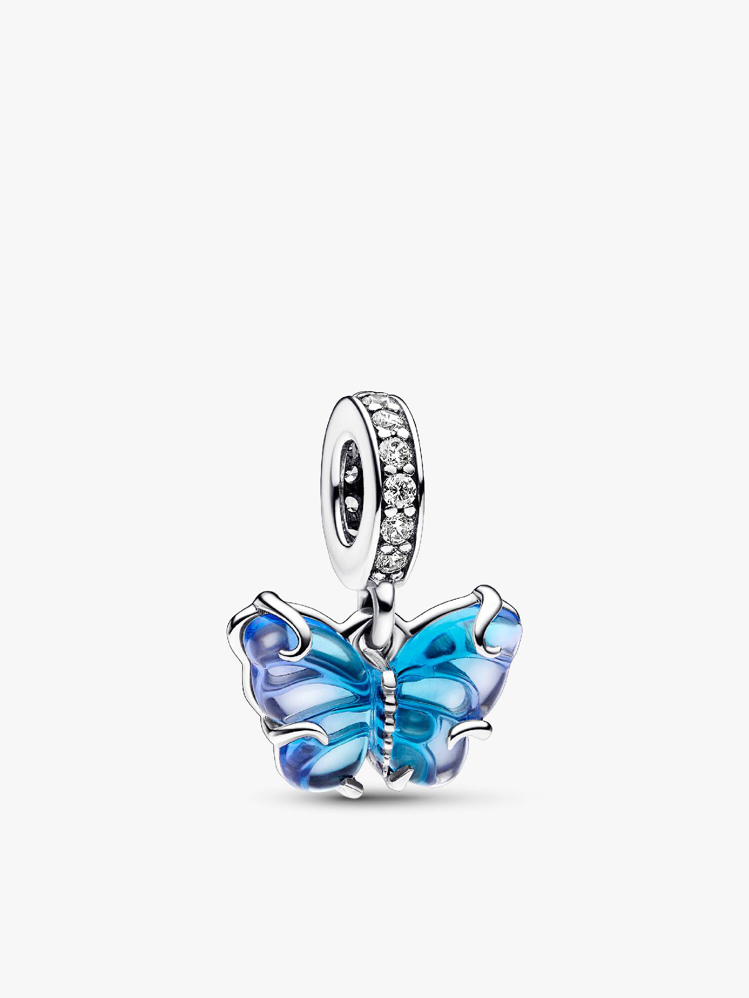 Blå Murano Glas Sommerfugl Charm med vedhæng