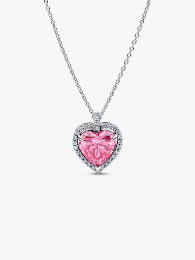 Pink Halo Hjerte Collier-Halskæde