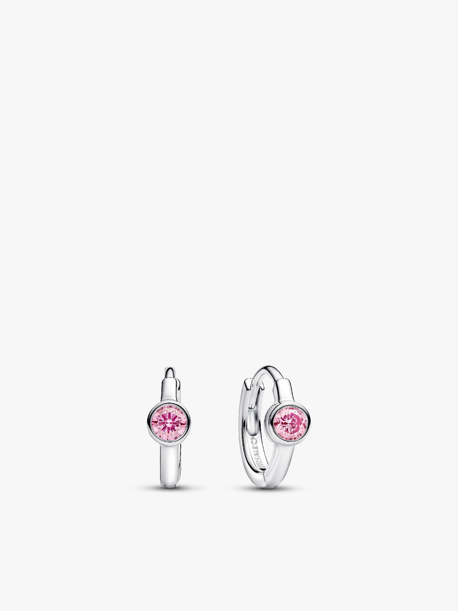 Pandora Era Bezel Huggies i Sterlingsølv med Pink Laboratorieskabt Diamant