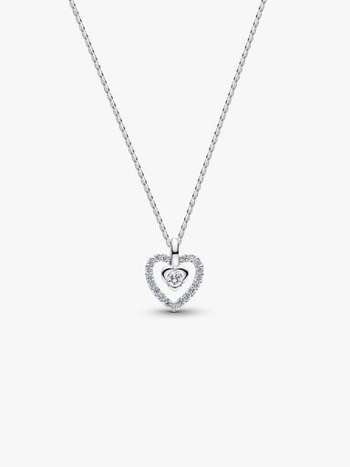 Pandora Talisman halskæde i sterlingsølv med hjertevedhæng med laboratorieskabt diamant