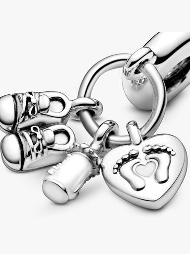 Sutteflaske & Babysko Charm med vedhæng