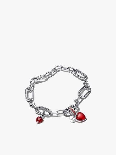 Rødt hjerte charm & armbåndssæt