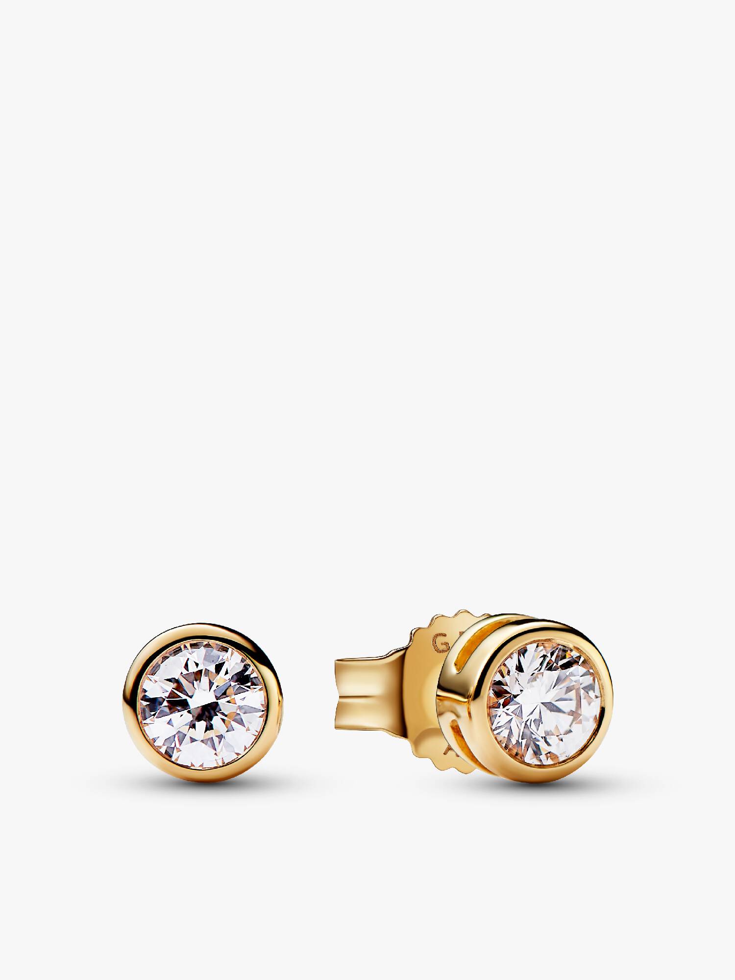 Pandora Era bezel øreringe i 14 kt. guld med laboratorieskabt diamant