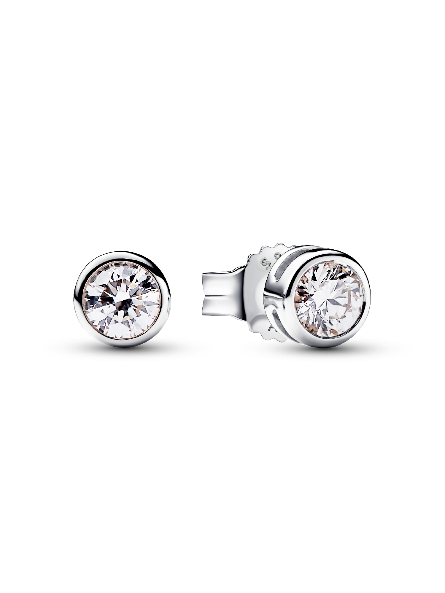 Pandora Era bezel øreringe i sterlingsølv med laboratorieskabt diamant