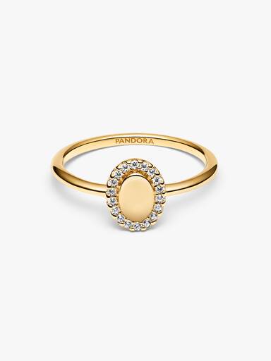 Indgraverbar Oval Halo Ring