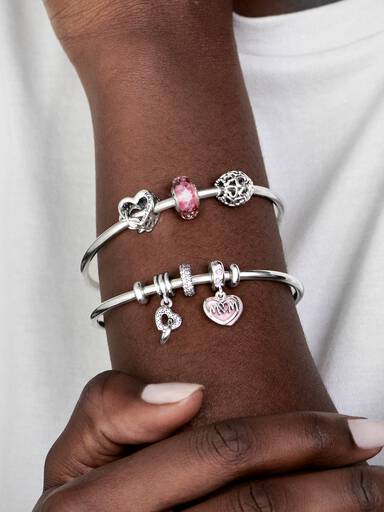 Bølget Lyserødt Muranoglas Charm