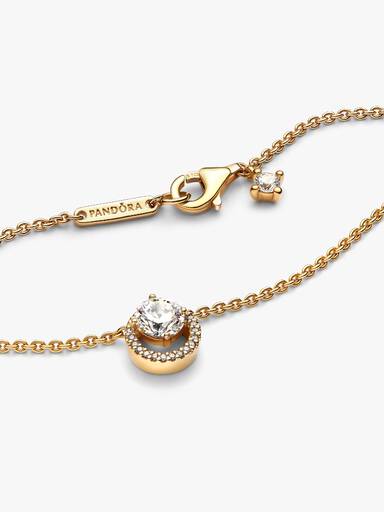 Funklende Rund Halo Collier-Halskæde med vedhæng