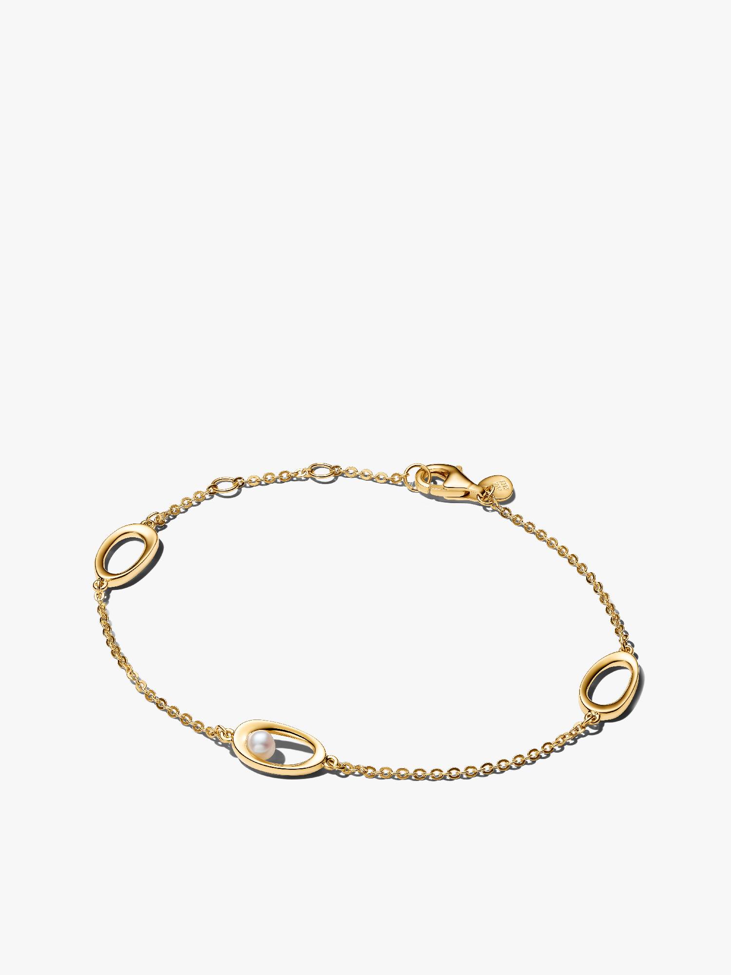 Organisk formet Oval & Behandlet Ferskvandskulturperle Armbånd