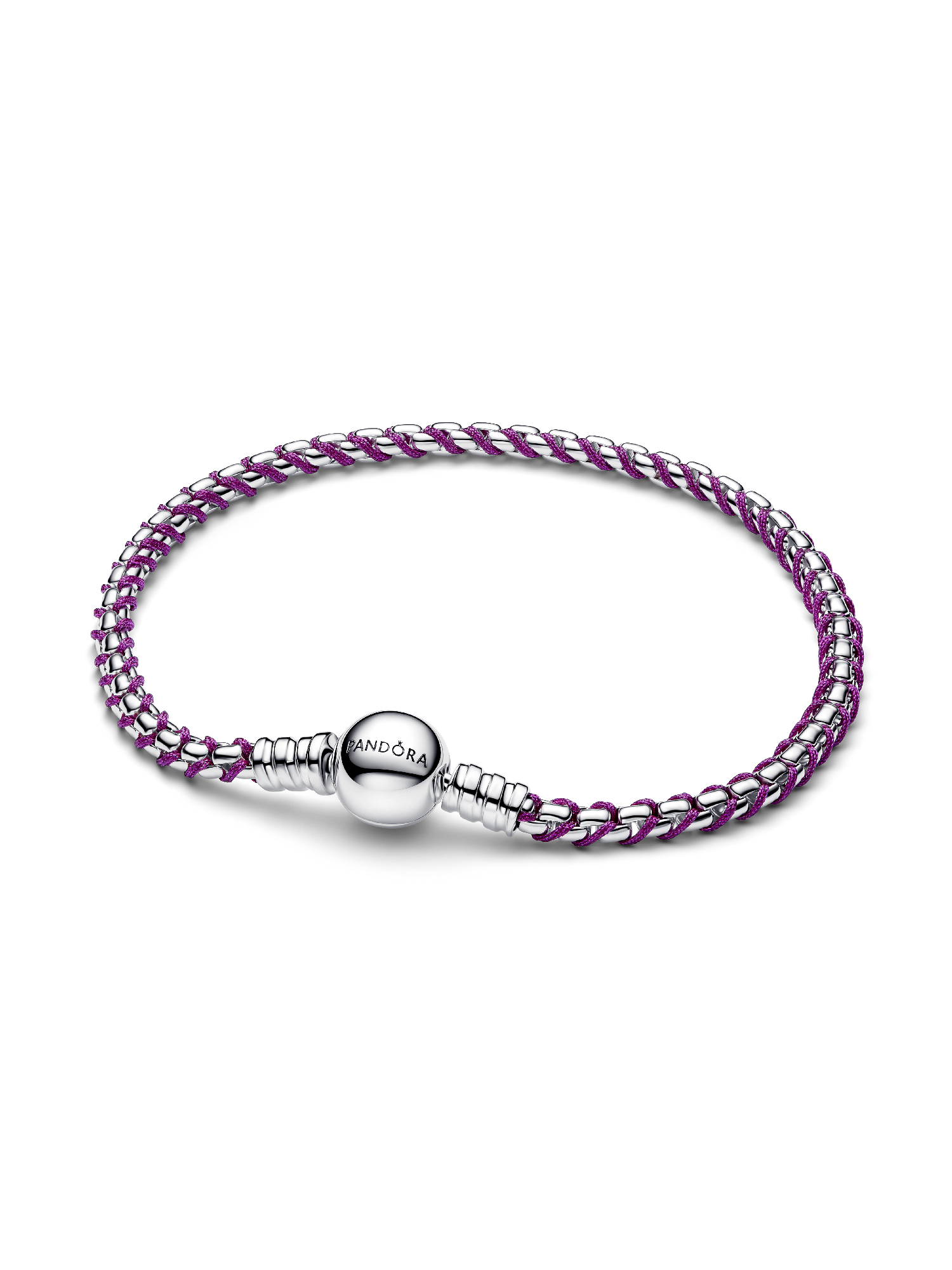 Box Chain Armbånd med Lilla Snor