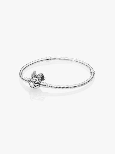 Disney Pandora Moments Slangekædearmbånd med Minnie Mouse Pavé Lås