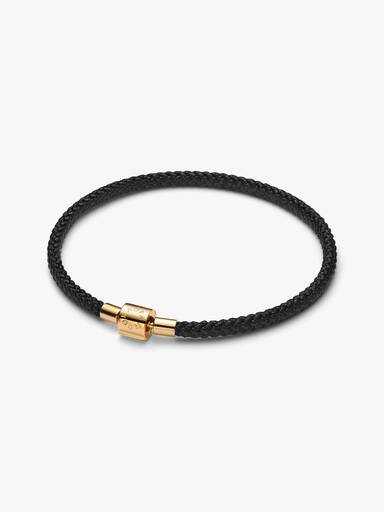 Skinnende Sort Armbånd med snor