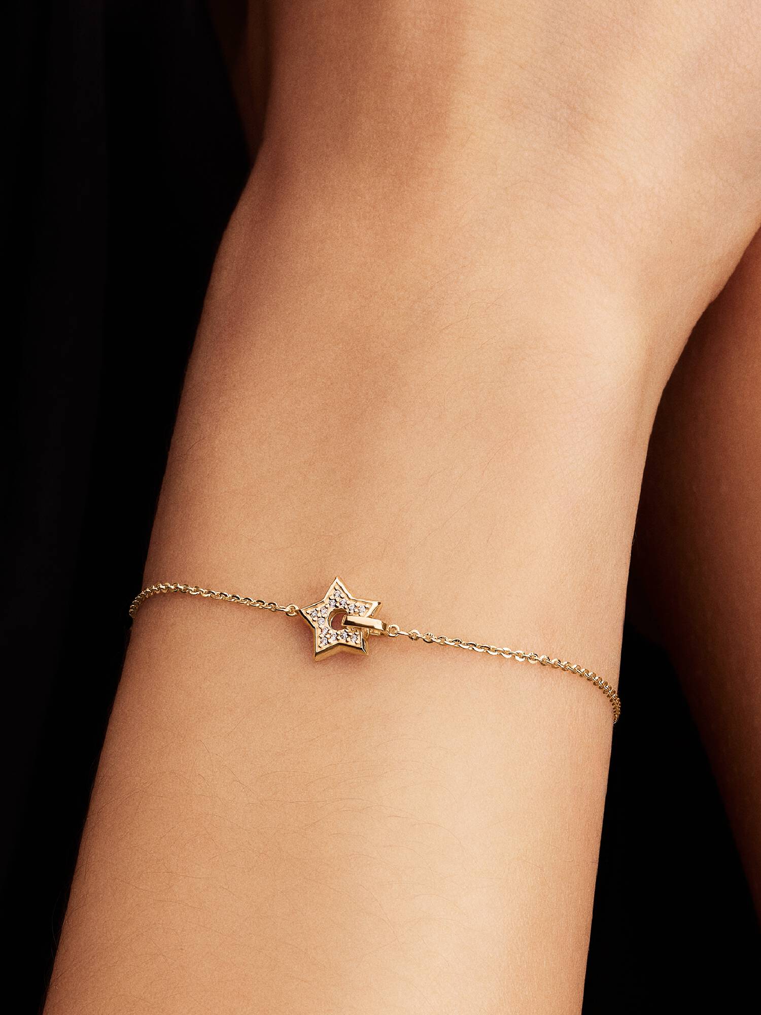 Pandora Talisman Stjerne Kædearmbånd 14 kt. Guld med Laboratorieskabt Diamant Pavé