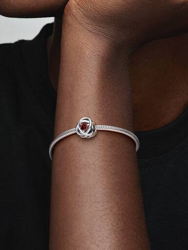 Januar Fødselssten Rød Evighedscirkel Charm