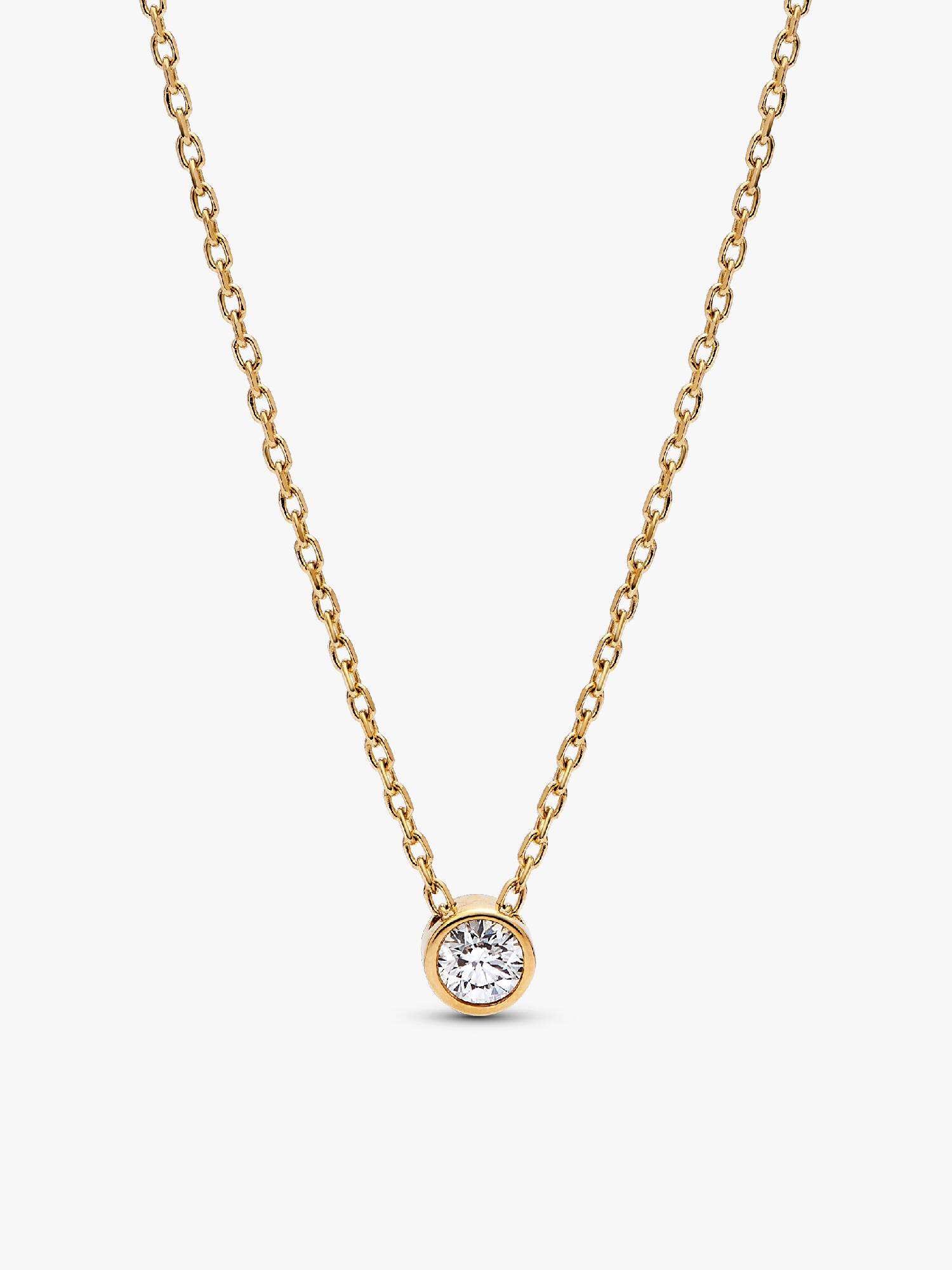 Pandora Era bezel halskæde i 14 kt. guld med vedhæng med laboratorieskabt diamant