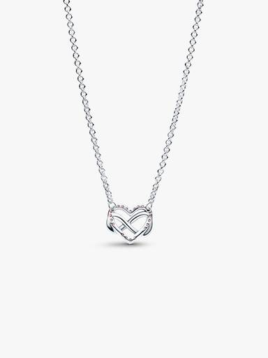 Funklende pink evighedshjerte collier-halskæde