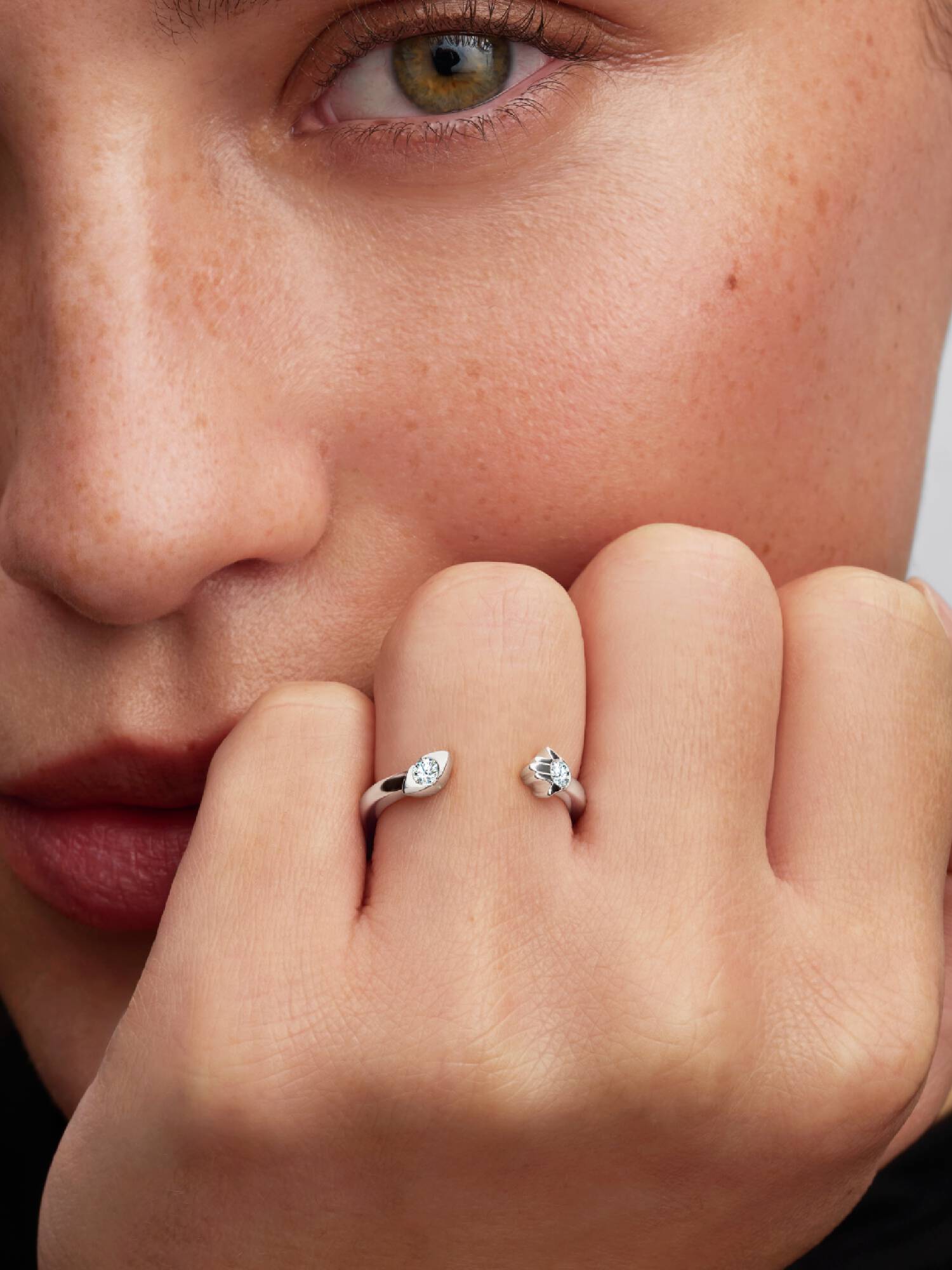 Pandora Talisman åben ring i sterlingsølv med ondt øje og hamsas hånd med laboratorieskabte diamanter