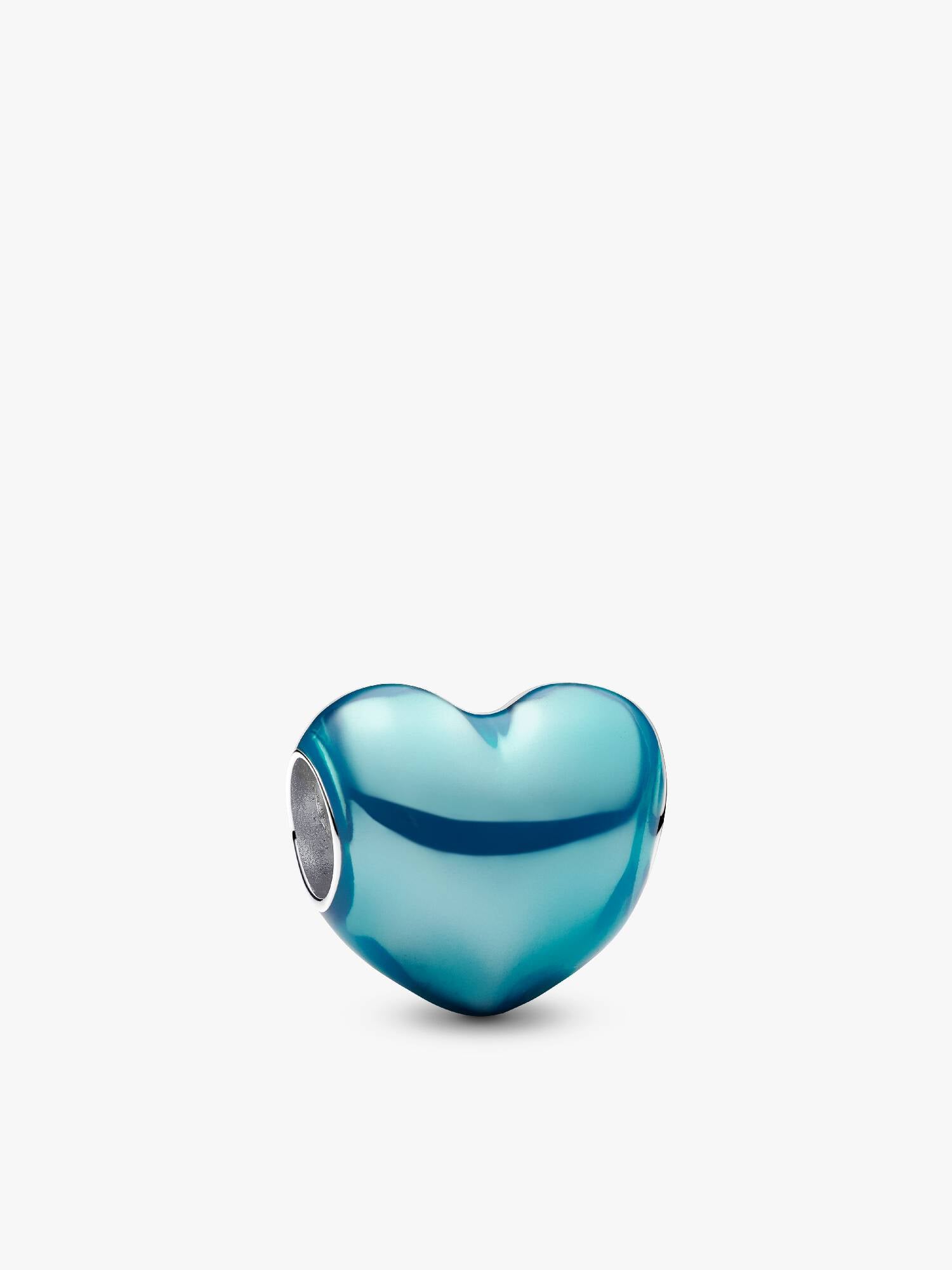 Metallisk Himmelblåt Hjerte Charm