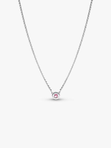 Pandora Era Bezel Halskæde i Sterlingsølv med vedhæng Pink Laboratorieskabt Diamant