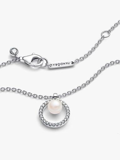 Behandlet Ferskvandskulturperle & Pavé Collier-Halskæde