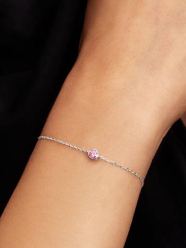 Pandora Era Bezel Kædearmbånd i Sterlingsølv med Pink Laboratorieskabt Diamant