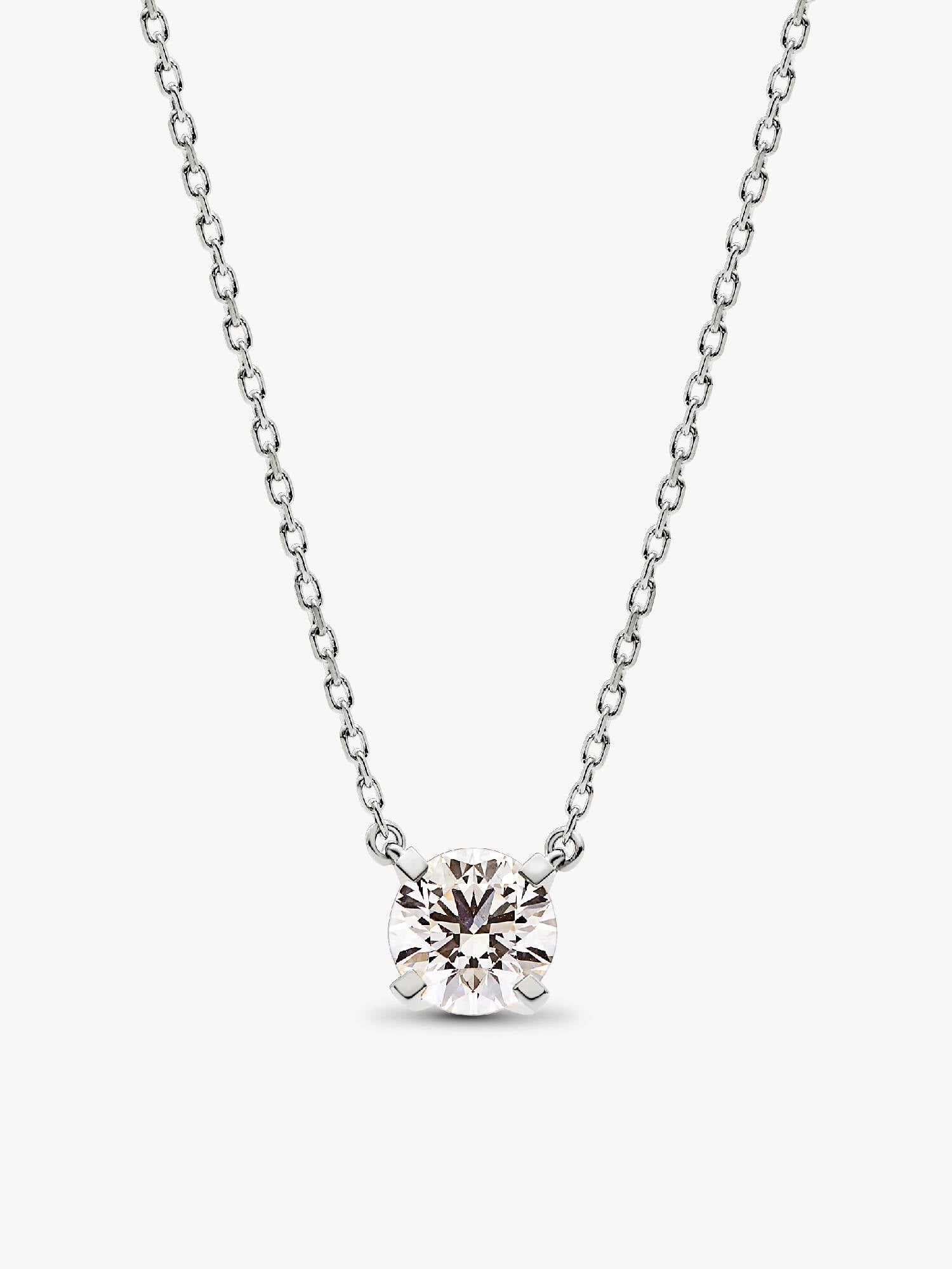 Pandora Era halskæde i 14 kt. hvidguld med vedhæng med laboratorieskabt diamant
