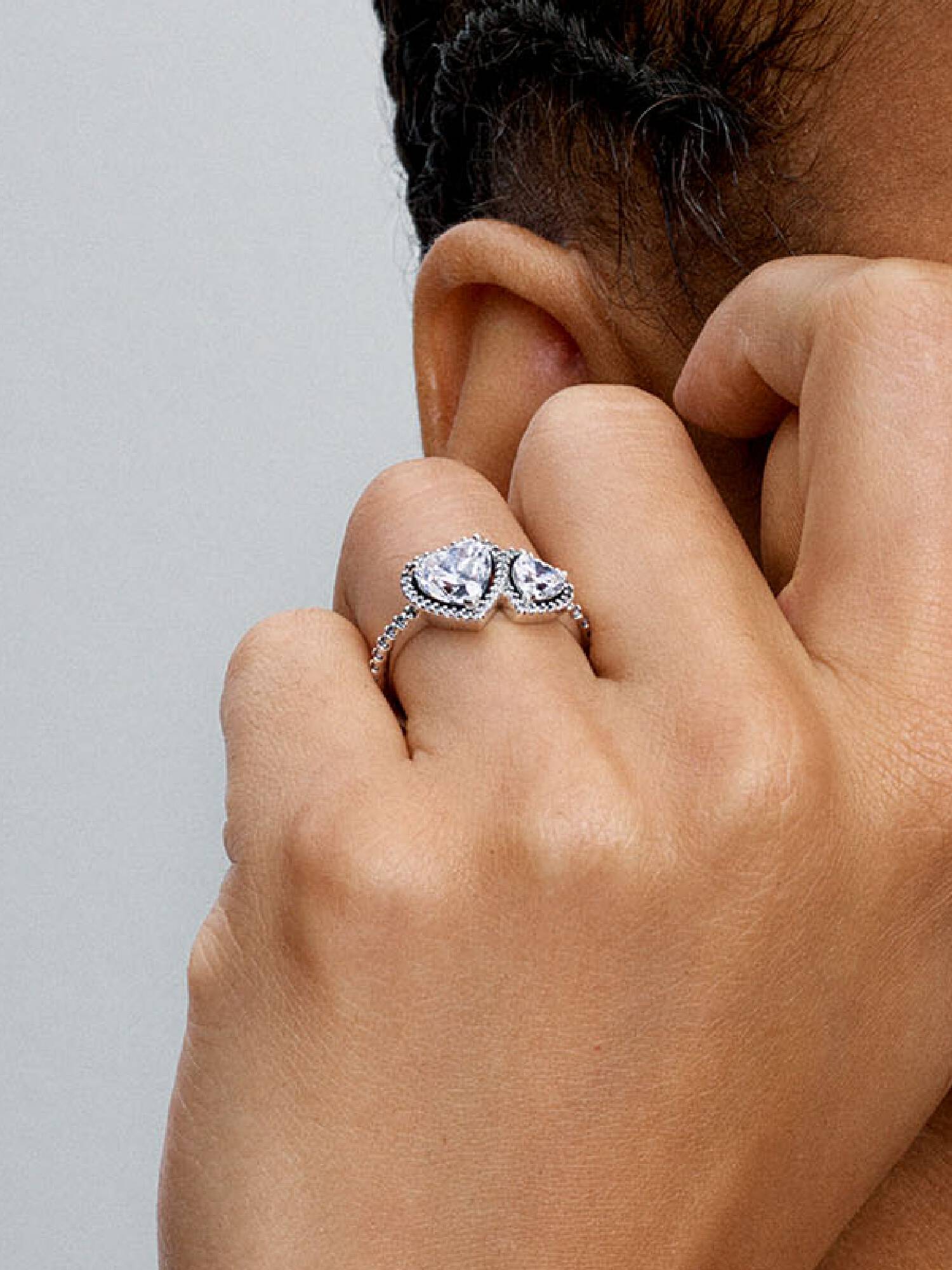 Funklende Halo Hjerter Ring