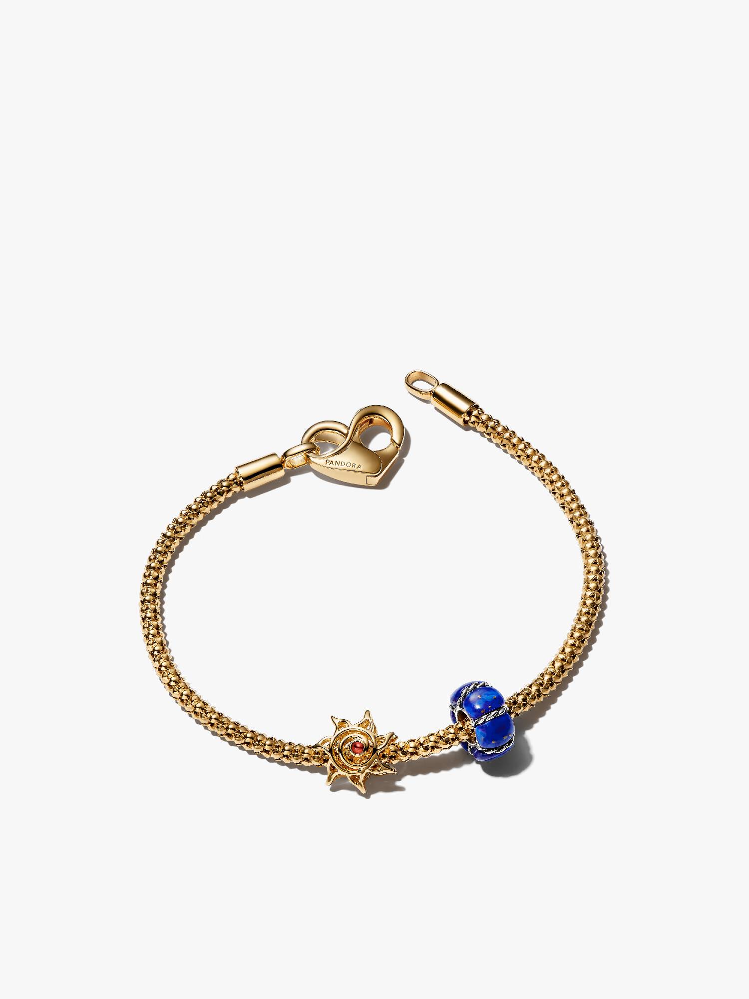 Smykkesæt med sol- og blå clipcharm armbånd