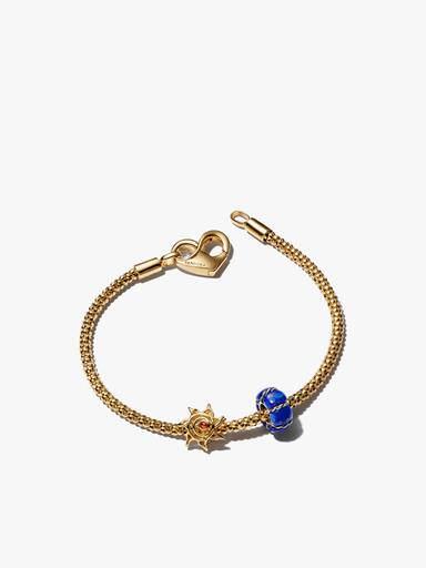 Smykkesæt med sol- og blå clipcharm armbånd
