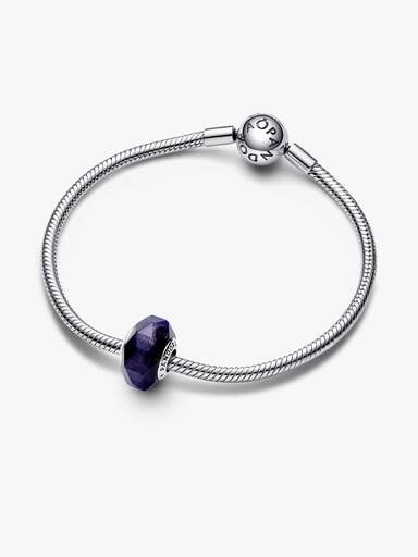Facetteret Blåt Muranoglas Charm