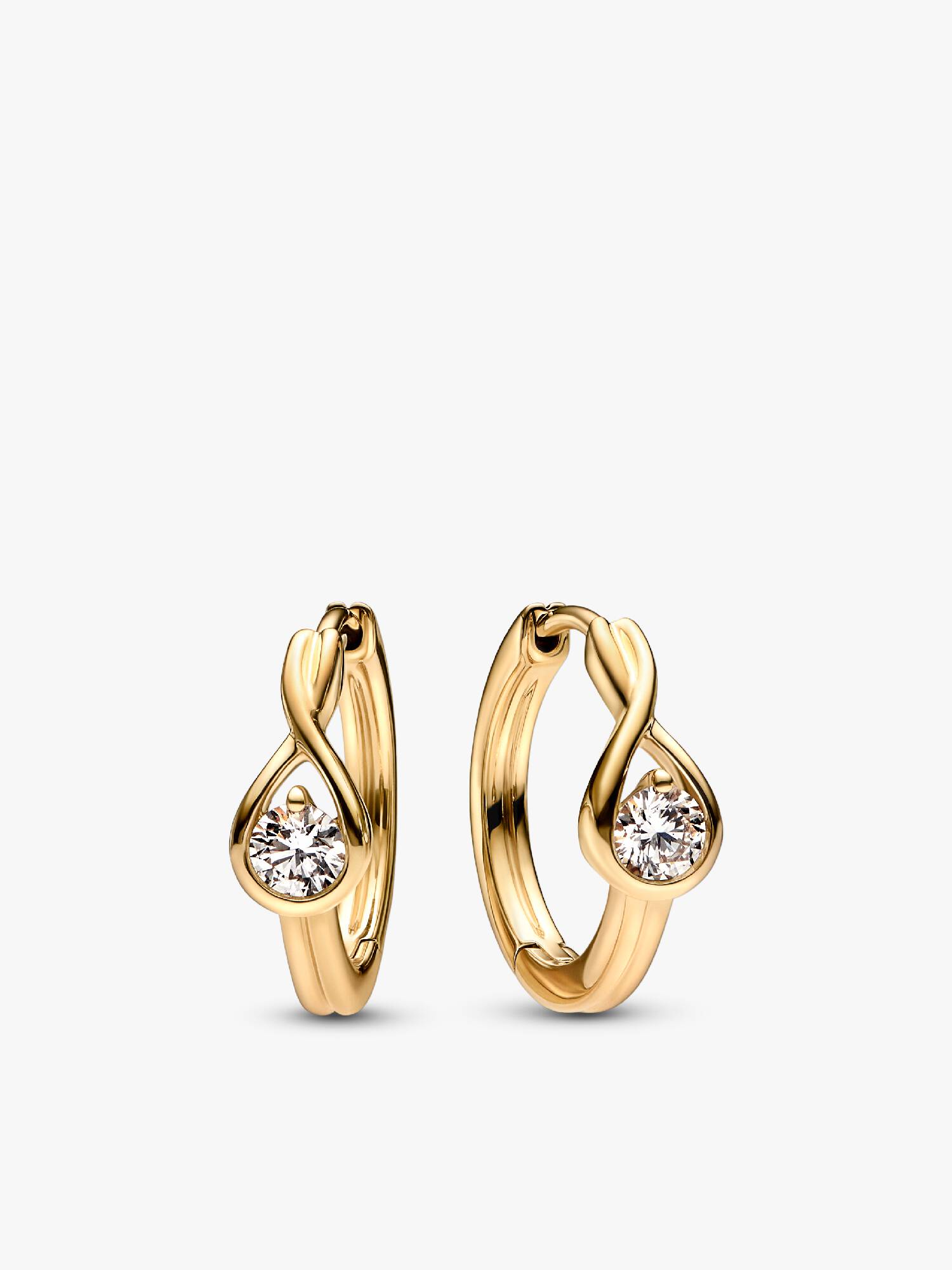 Pandora Infinite creoler i 14 kt. guld med laboratorieskabt diamant