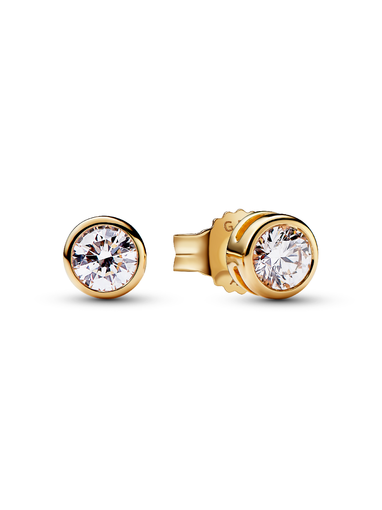 Pandora Era bezel øreringe i 14 kt. guld med laboratorieskabt diamant