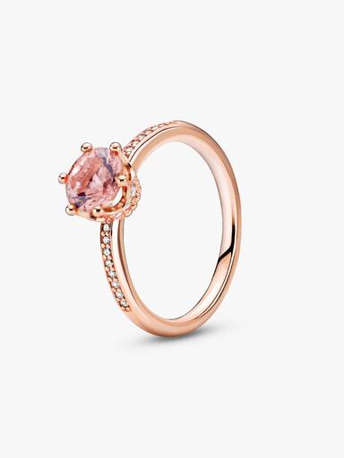 Rosa Funklende Krone Solitairering