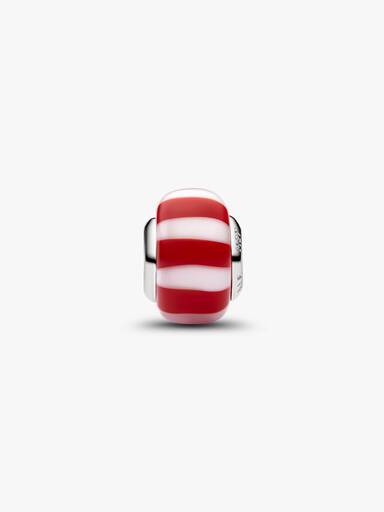 Rød Pebermynte Muranoglas Charm