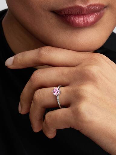 Pink Funklende Krone Ring