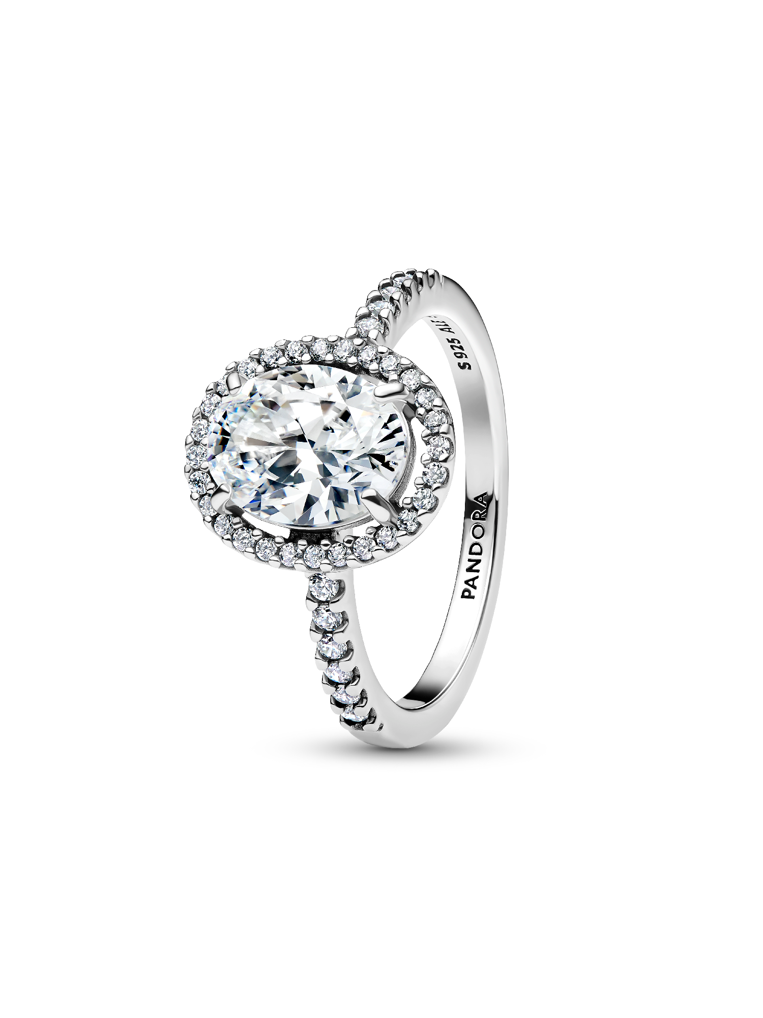Oval Funklende Halo Statement Ring