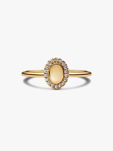 Indgraverbar Oval Halo Ring