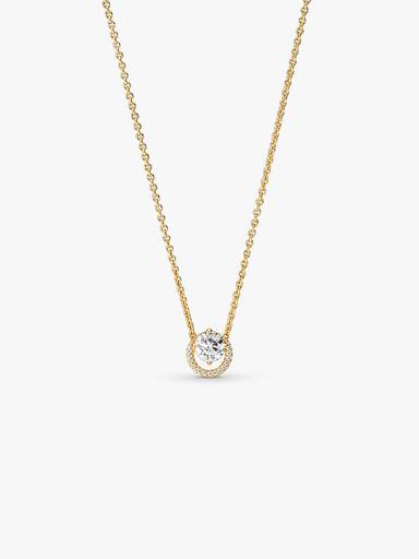 Funklende Rund Halo Collier-Halskæde med vedhæng