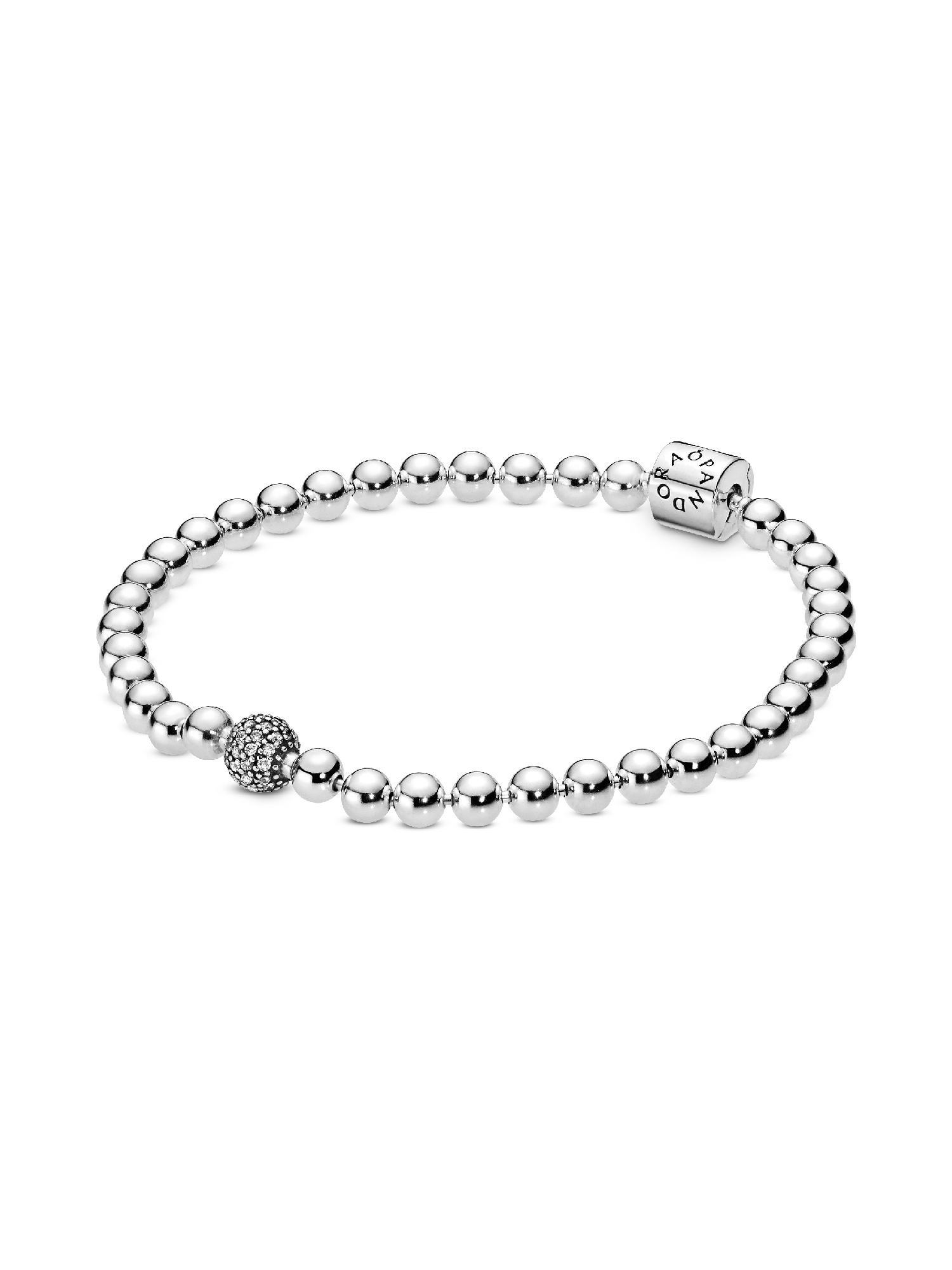 Kugle- og Pavéindfattet Armbånd