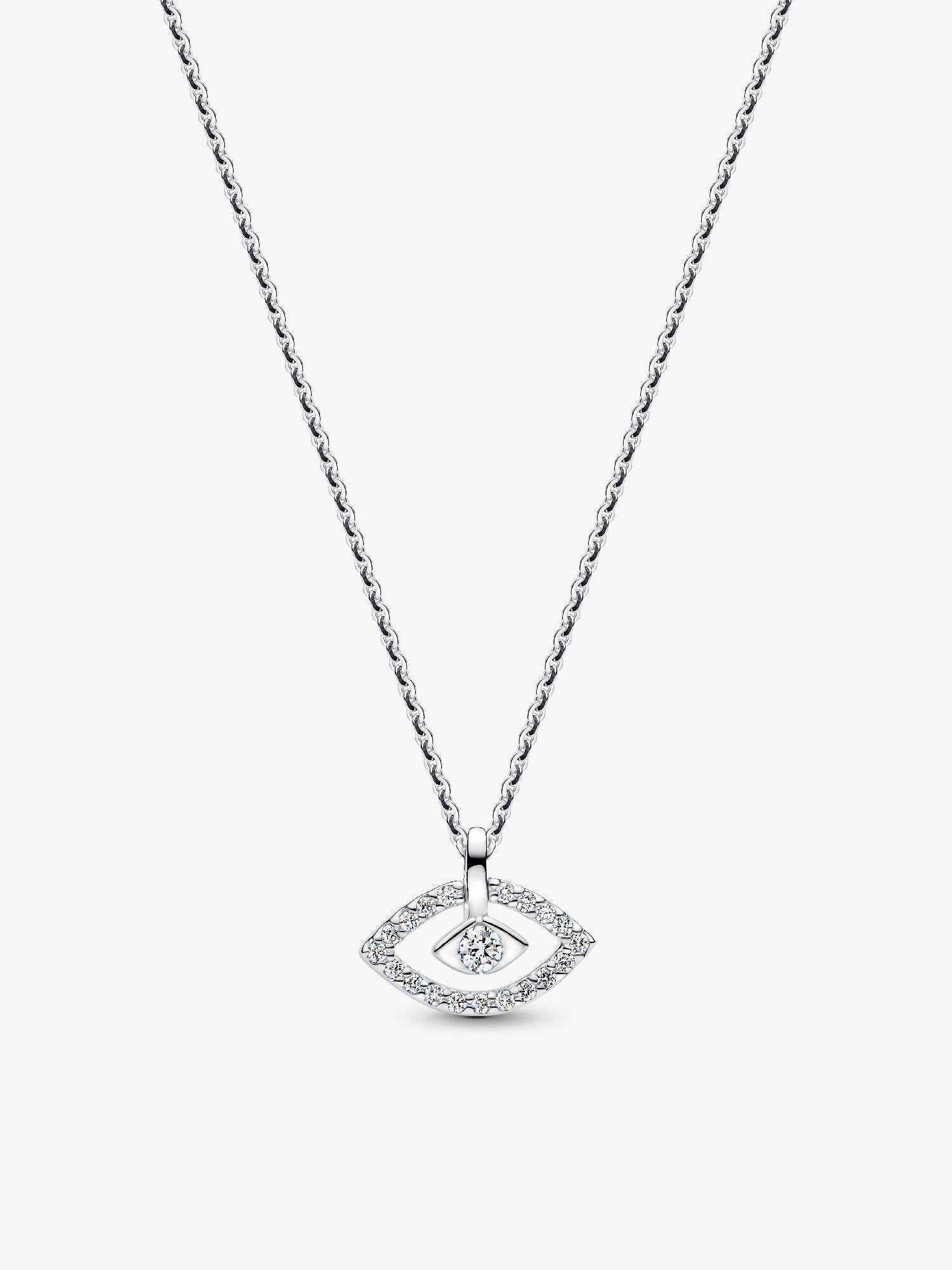 Pandora Talisman halskæde i sterlingsølv med ondt øje-vedhæng med laboratorieskabt diamant