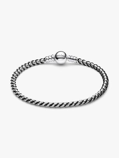 Box Chain Armbånd med Sort Snor