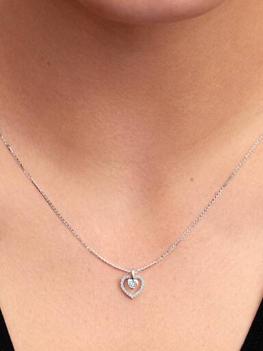 Pandora Talisman halskæde i sterlingsølv med hjertevedhæng med laboratorieskabt diamant