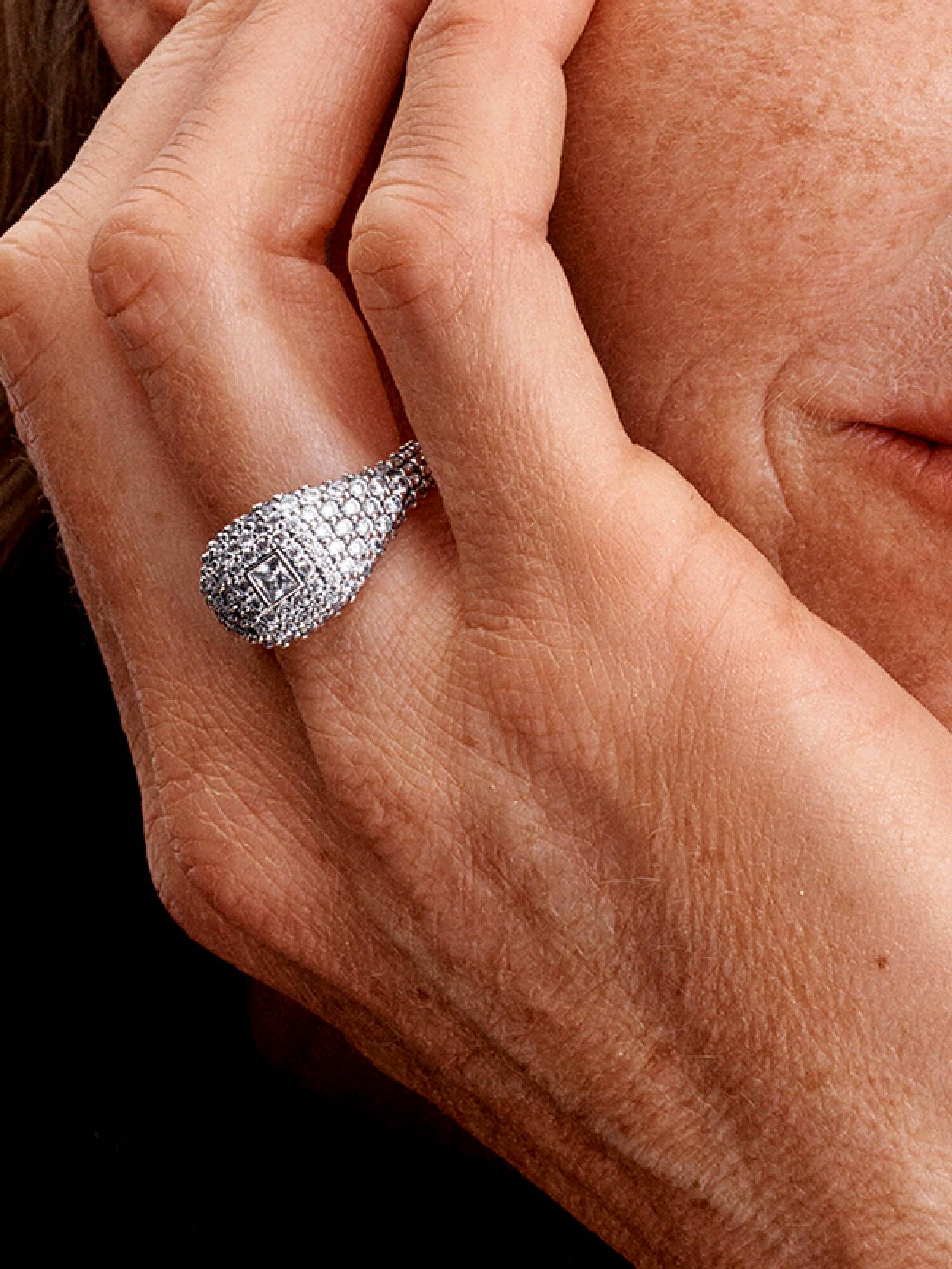 Pavé Firkantet Cocktail Ring