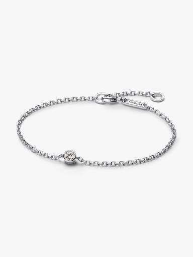 Pandora Era bezel kædearmbånd i sterlingsølv med laboratorieskabt diamant