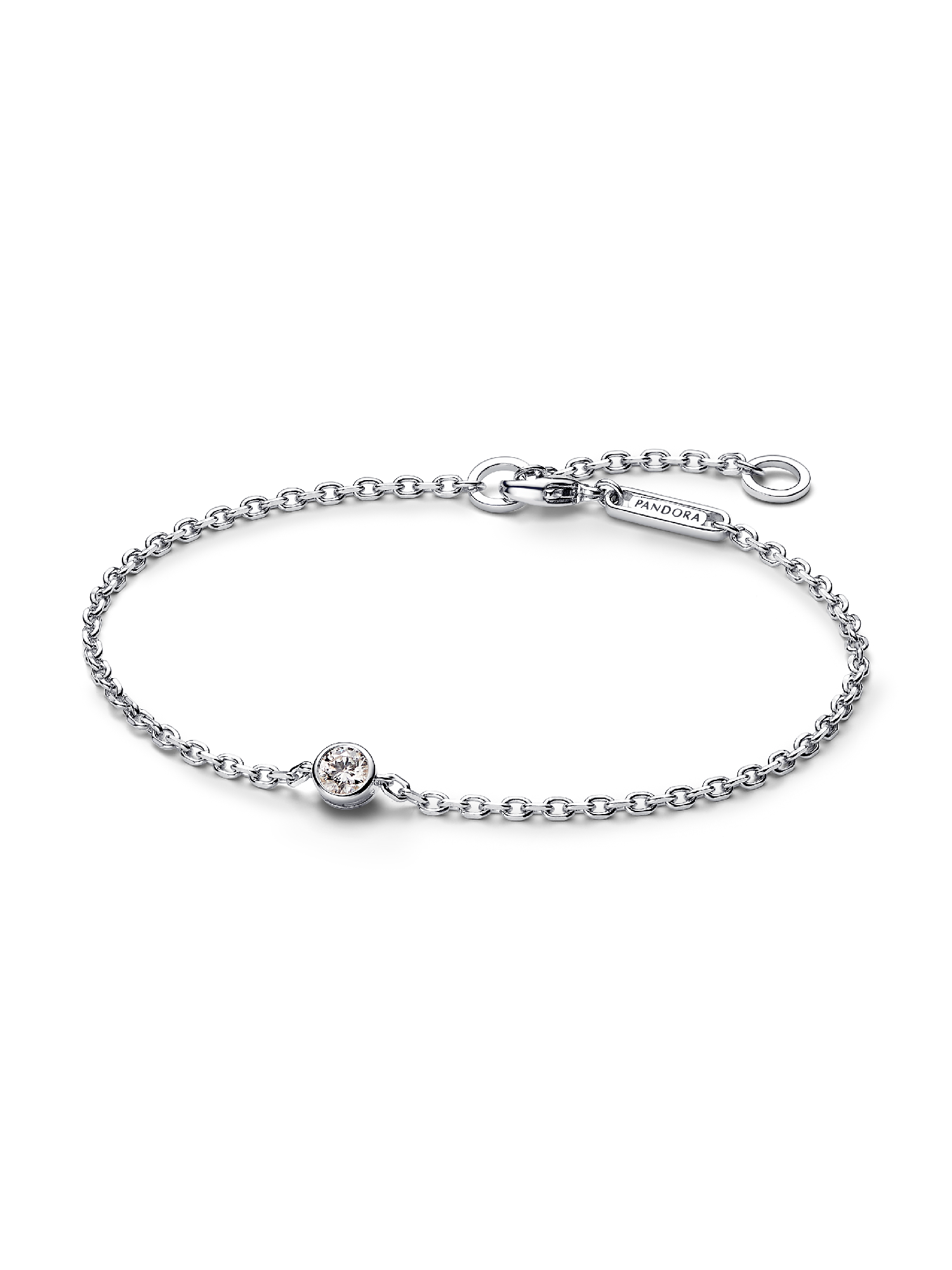 Pandora Era bezel kædearmbånd i sterlingsølv med laboratorieskabt diamant
