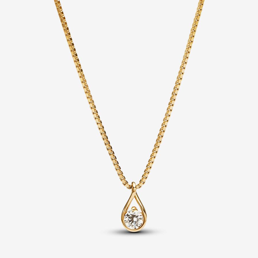 Pandora Infinite halskæde med vedhæng i 14 kt. guld med laboratoriedyrket diamant image number 0