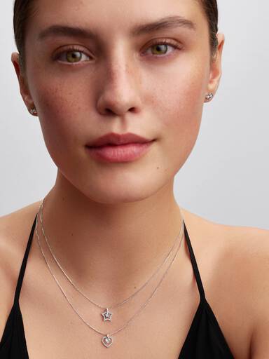 Pandora Talisman halskæde i sterlingsølv med hjertevedhæng med laboratorieskabt diamant