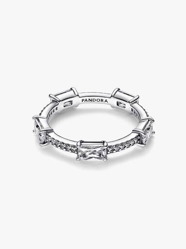 Rektangulære Barrer Funklende Pavé Ring