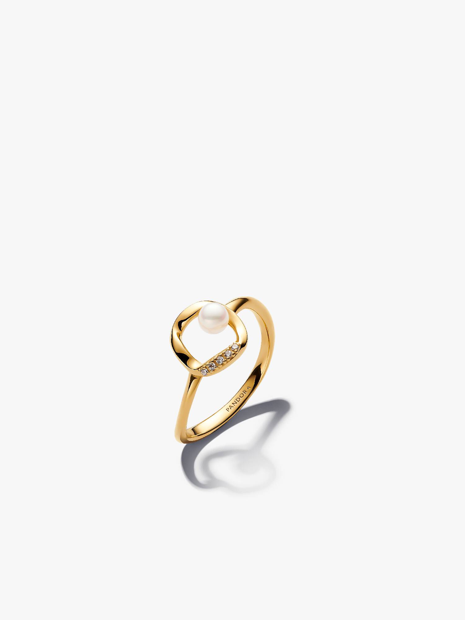 Organisk Formet Pavé Circles Ring med behandlet Ferskvandskulturperle