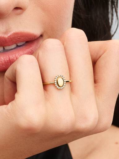 Indgraverbar Oval Halo Ring
